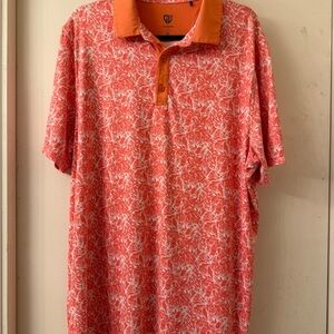 Gildan Men's Coral and White Patterned Polo Shirt